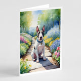 Bull Terrier Spring Path Greeting Cards Pack of 8