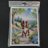 Cavalier Spaniel Spring Path Greeting Cards Pack of 8