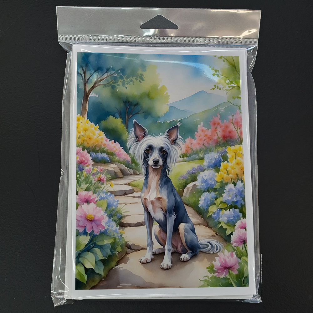 Chinese Crested Spring Path Greeting Cards Pack of 8