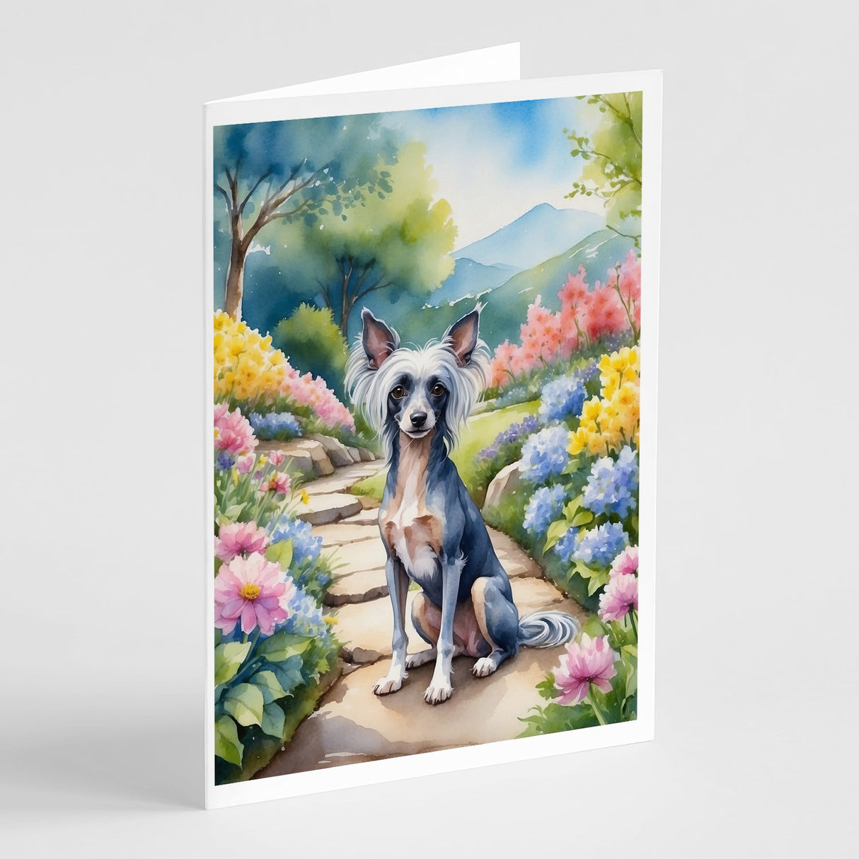 Chinese Crested Spring Path Greeting Cards Pack of 8