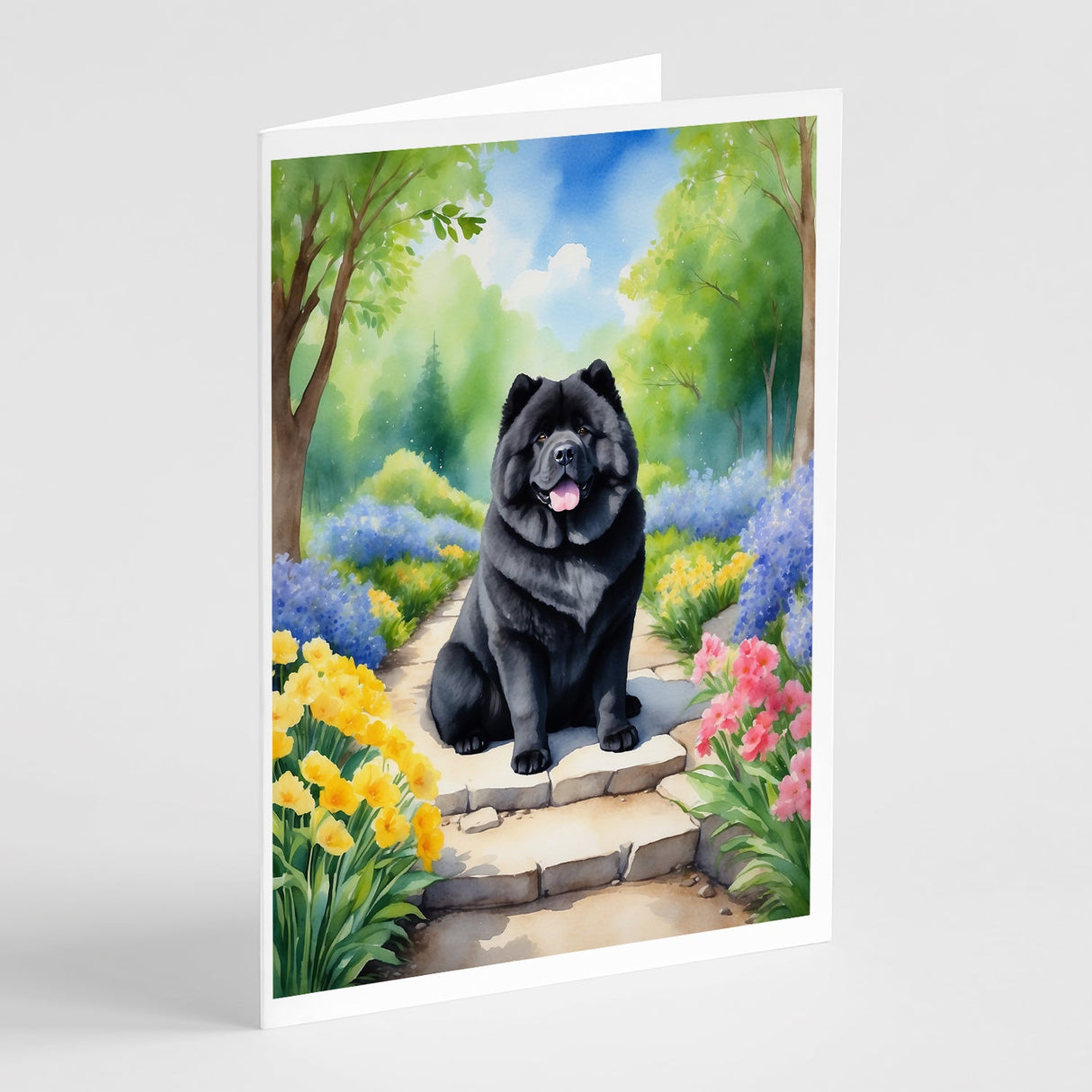 Chow Chow Spring Path Greeting Cards Pack of 8