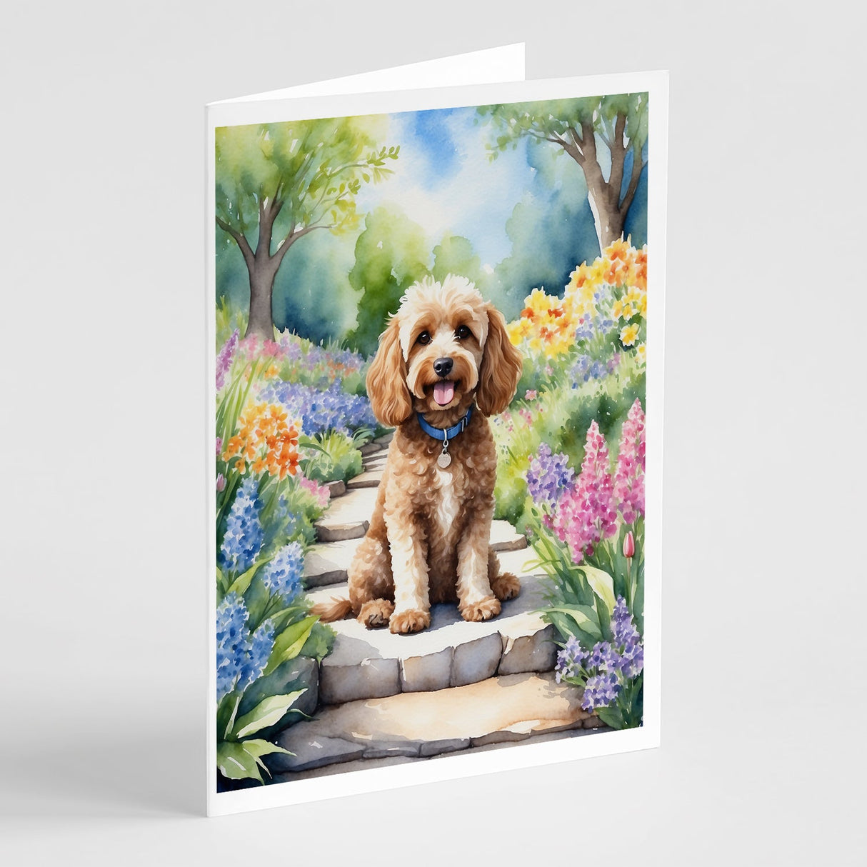 Cockapoo Spring Path Greeting Cards Pack of 8