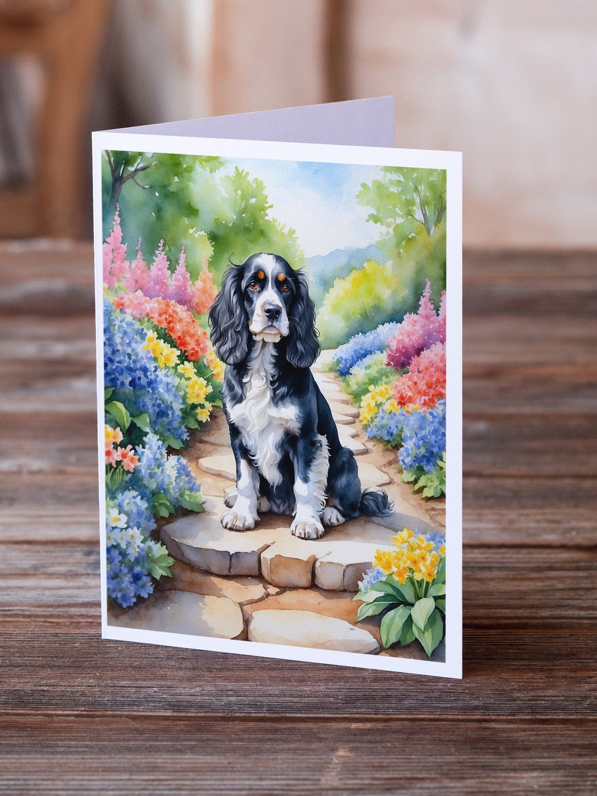 Cocker Spaniel Spring Path Greeting Cards Pack of 8