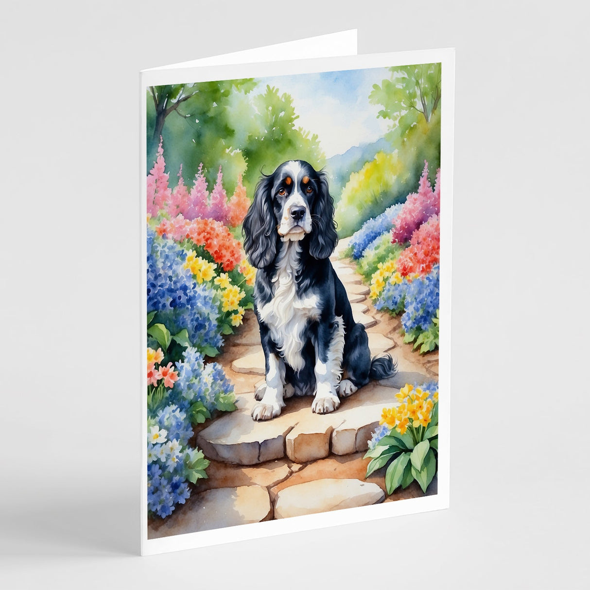 Cocker Spaniel Spring Path Greeting Cards Pack of 8