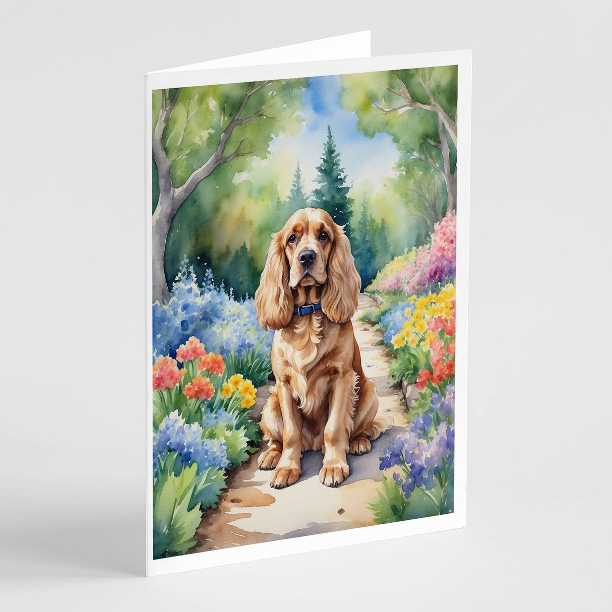 Cocker Spaniel Spring Path Greeting Cards Pack of 8