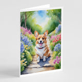 Corgi Spring Path Greeting Cards Pack of 8