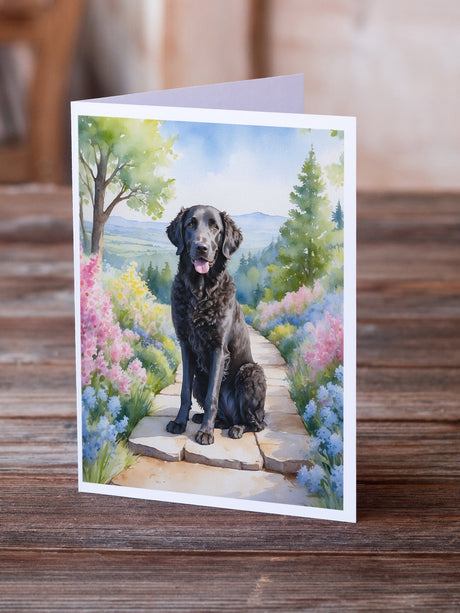 Curly-Coated Retriever Spring Path Greeting Cards Pack of 8