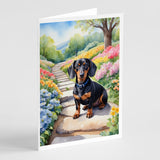 Dachshund Spring Path Greeting Cards Pack of 8