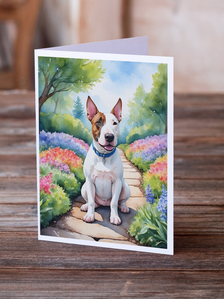 English Bull Terrier Spring Path Greeting Cards Pack of 8