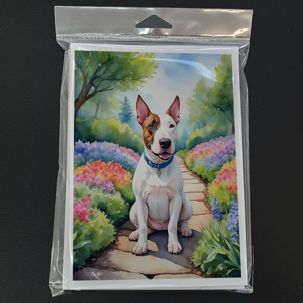 English Bull Terrier Spring Path Greeting Cards Pack of 8