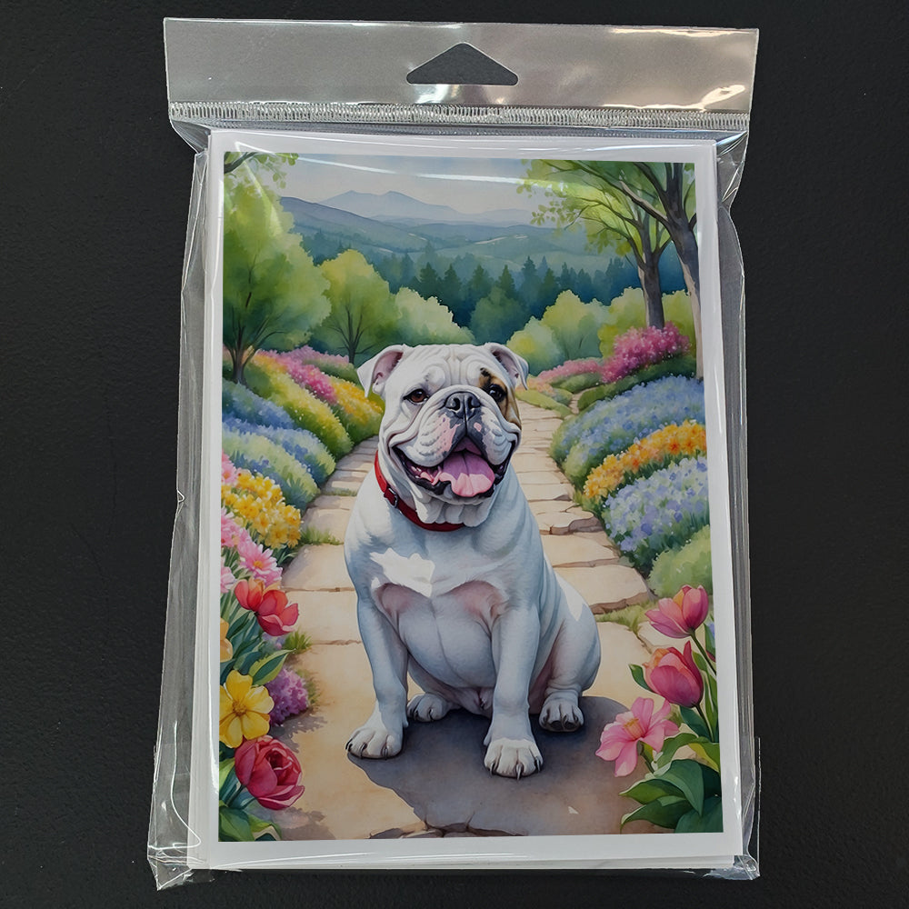 English Bulldog Spring Path Greeting Cards Pack of 8