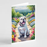 English Bulldog Spring Path Greeting Cards Pack of 8