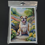 English Bulldog Spring Path Greeting Cards Pack of 8