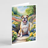 English Bulldog Spring Path Greeting Cards Pack of 8