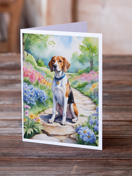 English Foxhound Spring Path Greeting Cards Pack of 8