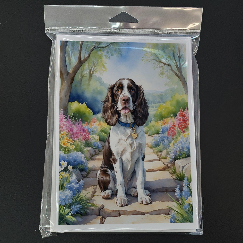 English Springer Spaniel Spring Path Greeting Cards Pack of 8