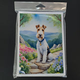 Fox Terrier Spring Path Greeting Cards Pack of 8