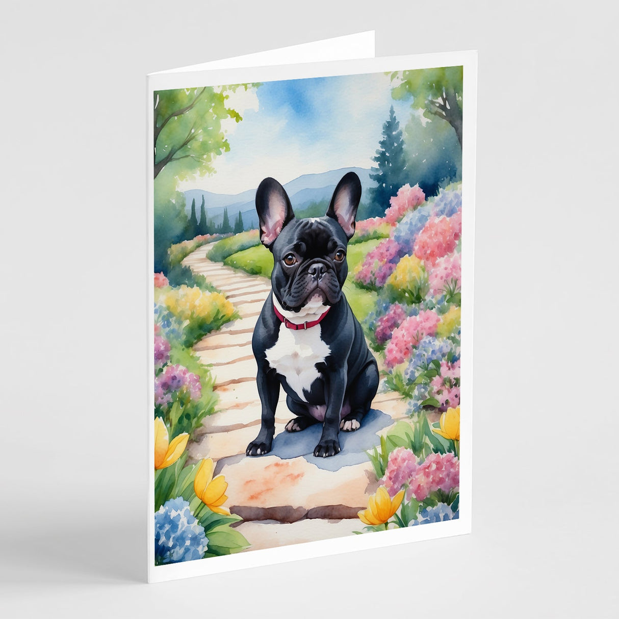 French Bulldog Spring Path Greeting Cards Pack of 8