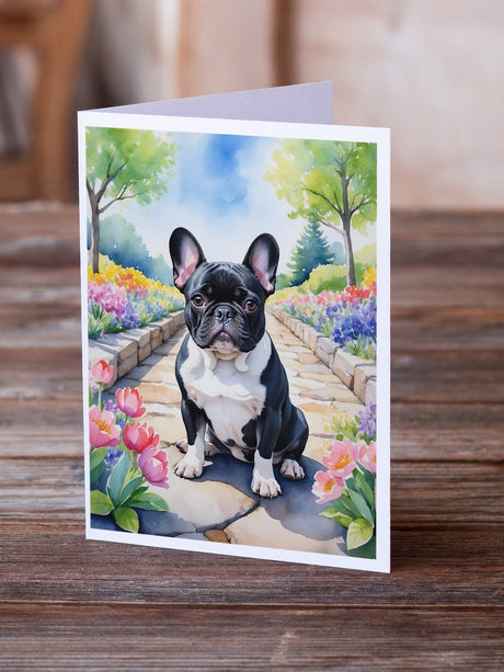 French Bulldog Spring Path Greeting Cards Pack of 8