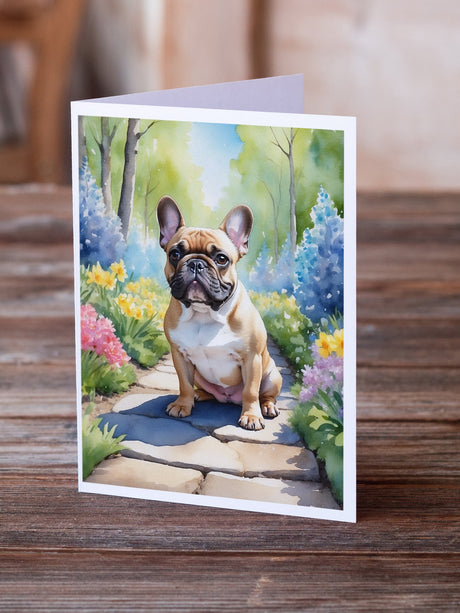 French Bulldog Spring Path Greeting Cards Pack of 8