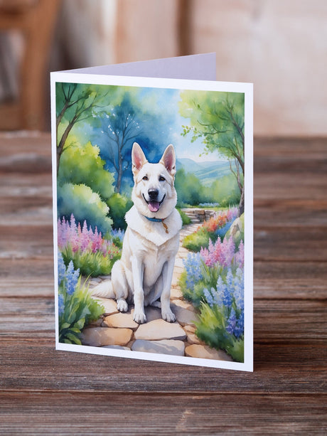 German Shepherd Spring Path Greeting Cards Pack of 8