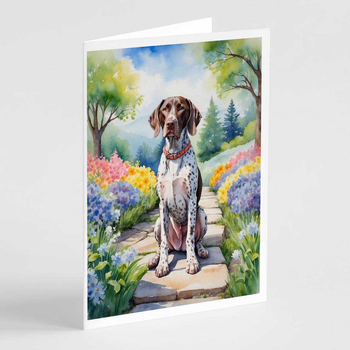 German Shorthaired Pointer Spring Path Greeting Cards Pack of 8