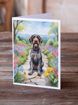 German Wirehaired Pointer Spring Path Greeting Cards Pack of 8