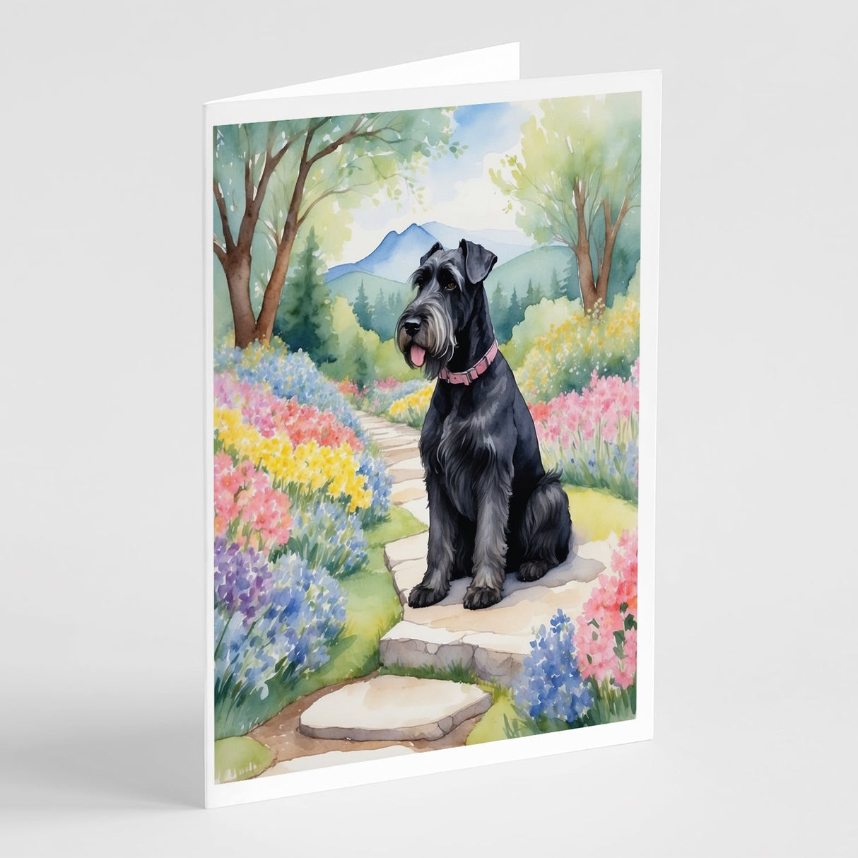 Giant Schnauzer Spring Path Greeting Cards Pack of 8