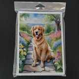 Golden Retriever Spring Path Greeting Cards Pack of 8