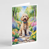 Goldendoodle Spring Path Greeting Cards Pack of 8