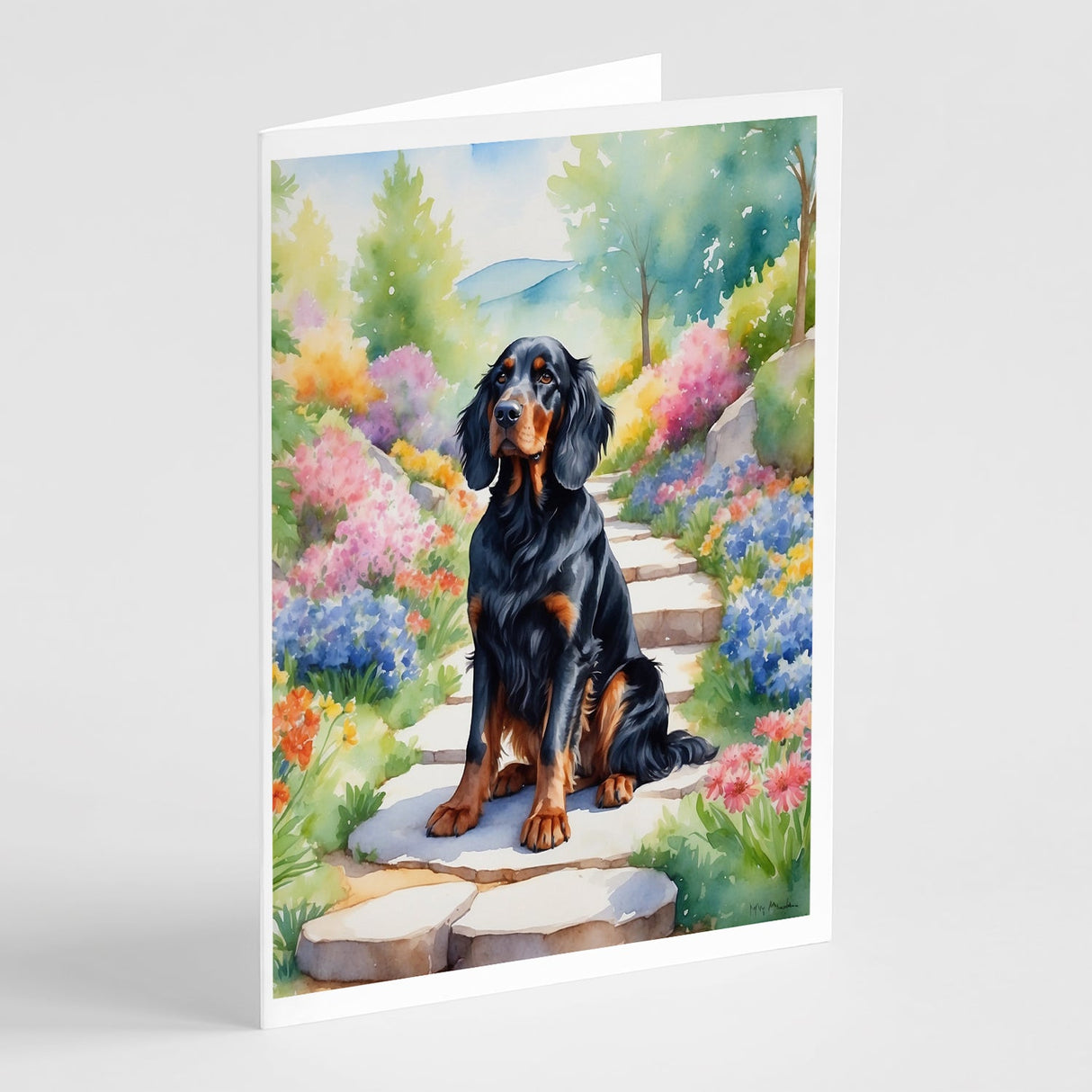 Gordon Setter Spring Path Greeting Cards Pack of 8