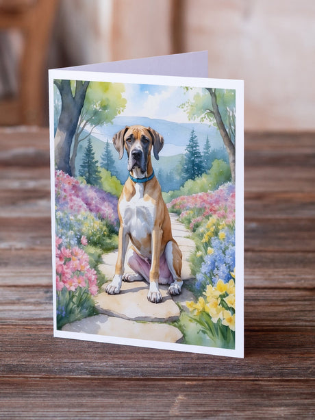 Great Dane Spring Path Greeting Cards Pack of 8