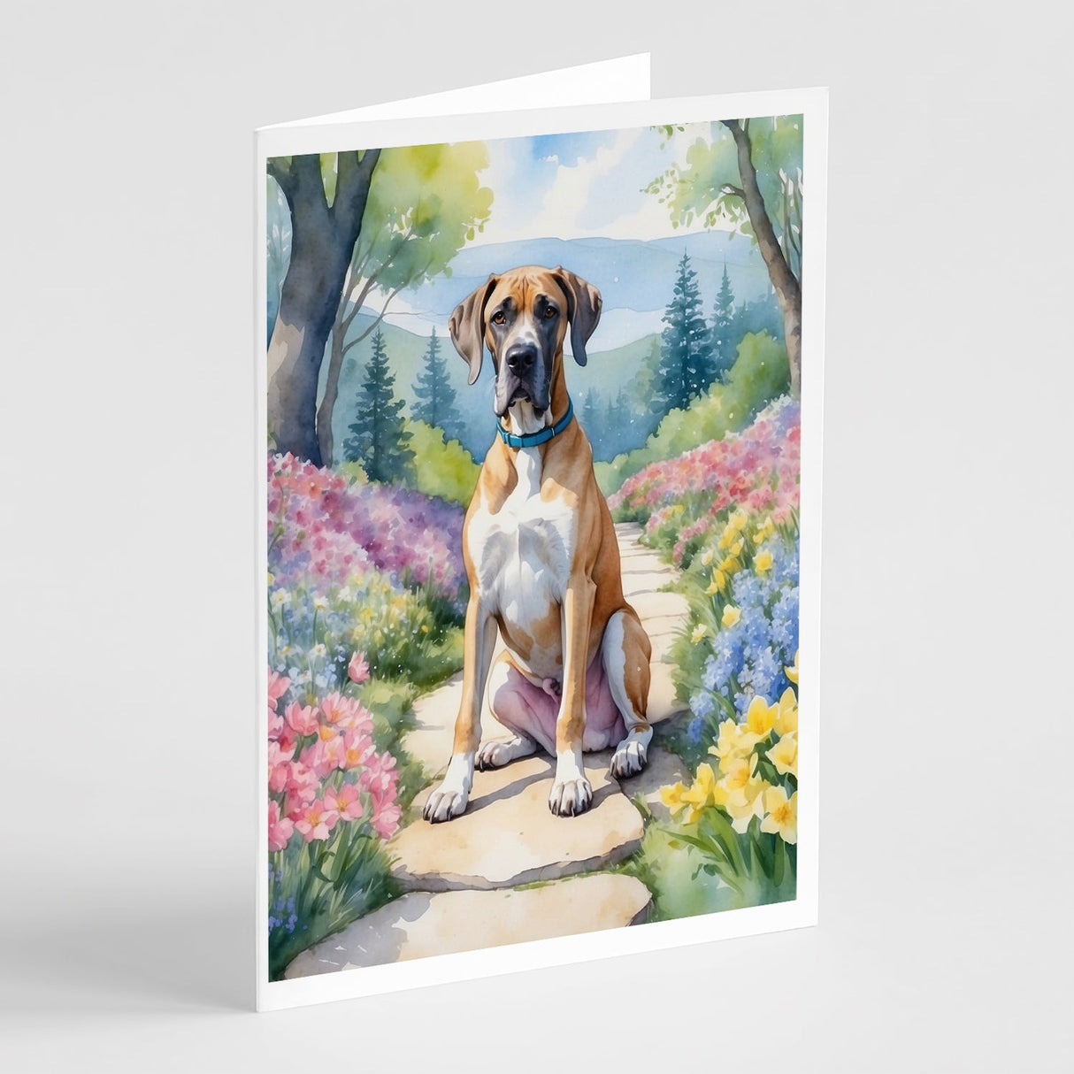 Great Dane Spring Path Greeting Cards Pack of 8