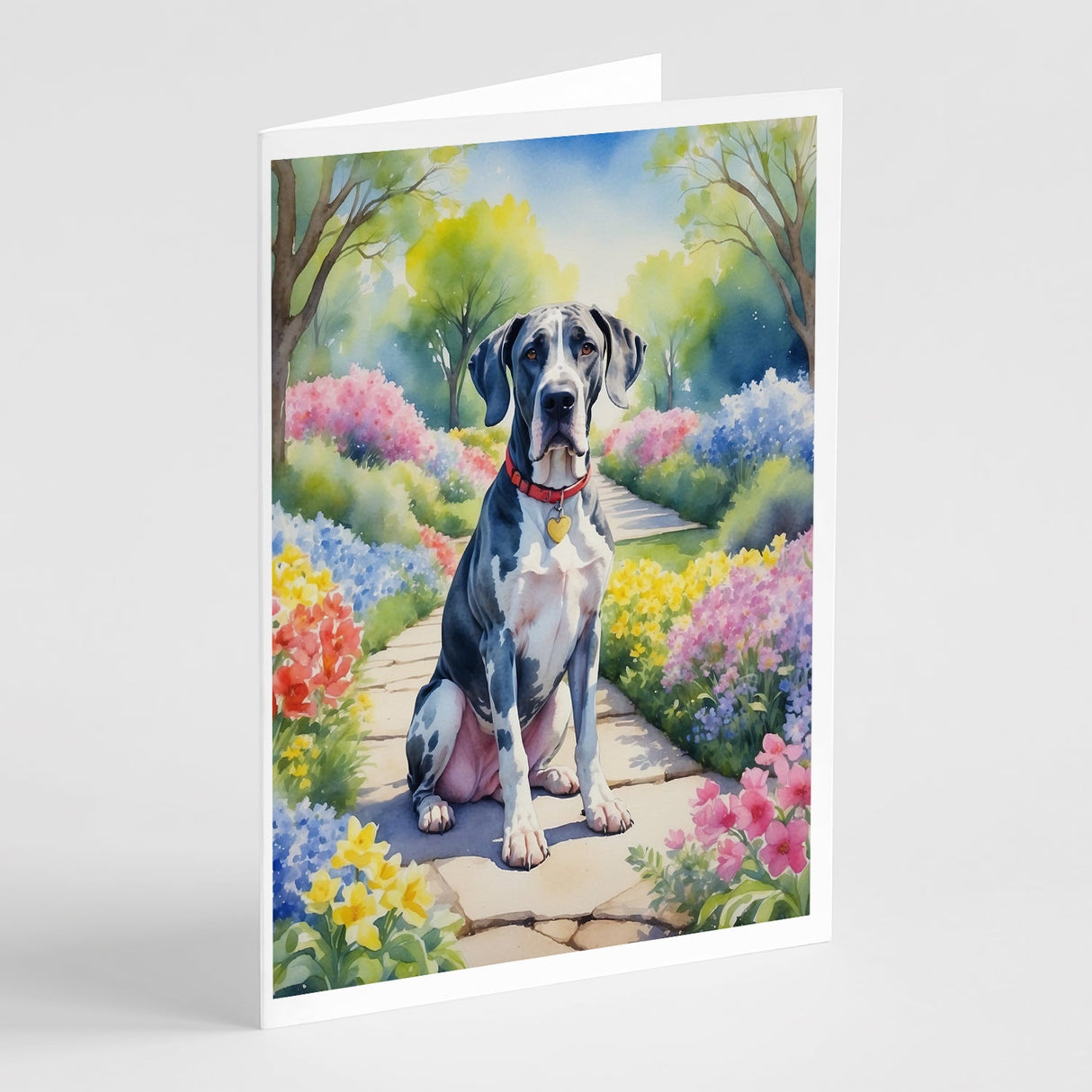 Great Dane Spring Path Greeting Cards Pack of 8