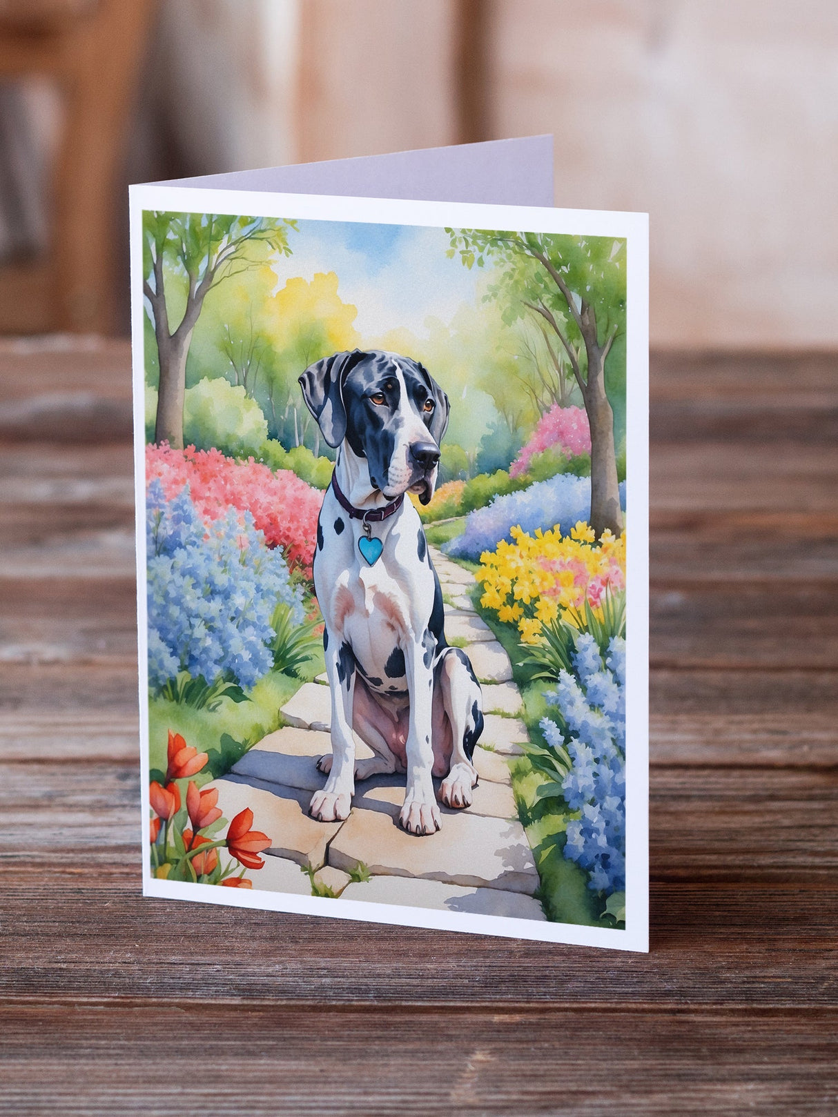 Great Dane Spring Path Greeting Cards Pack of 8