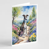 Greyhound Spring Path Greeting Cards Pack of 8