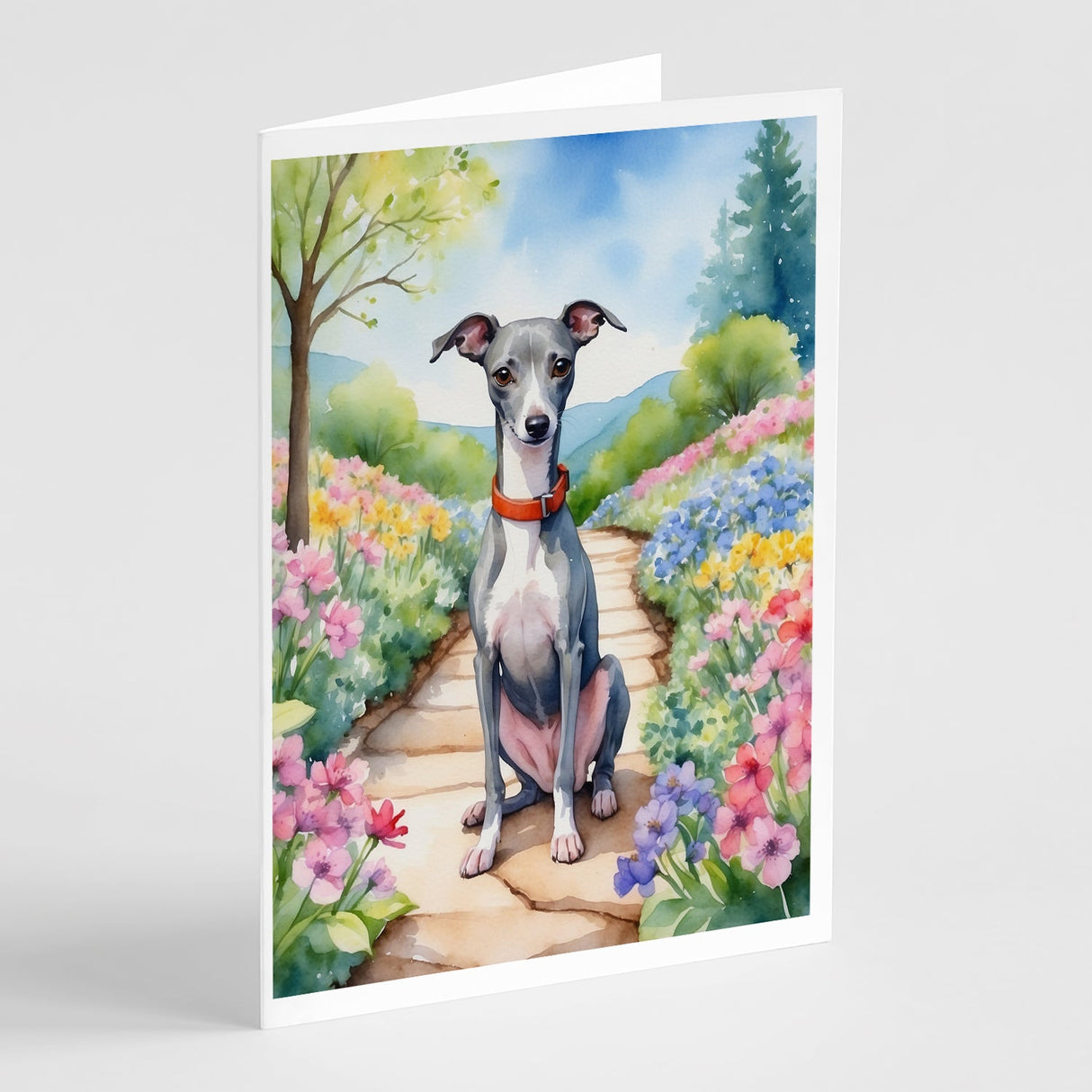 Italian Greyhound Spring Path Greeting Cards Pack of 8