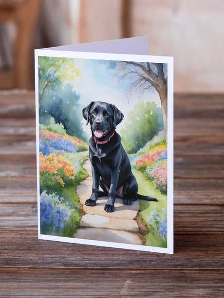 Labrador Retriever Spring Path Greeting Cards Pack of 8