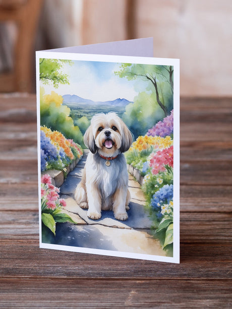 Lhasa Apso Spring Path Greeting Cards Pack of 8