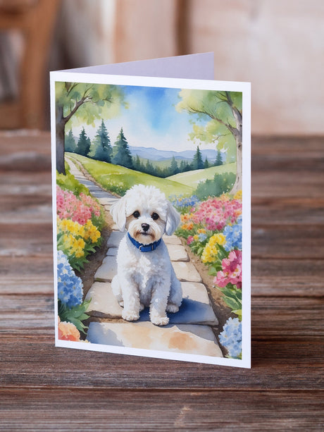 Maltipoo Spring Path Greeting Cards Pack of 8