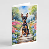 Miniature Pinscher Spring Path Greeting Cards Pack of 8