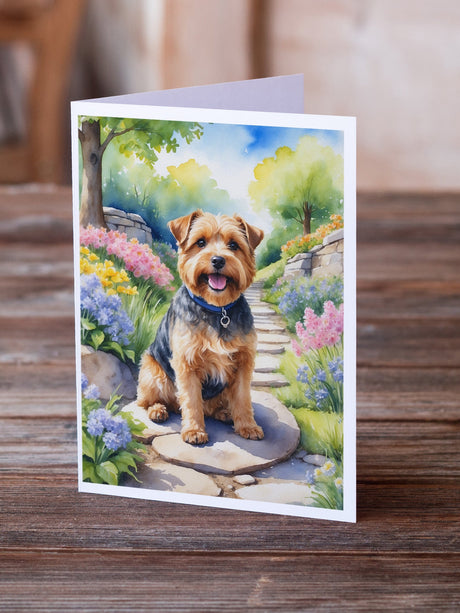 Norfolk Terrier Spring Path Greeting Cards Pack of 8