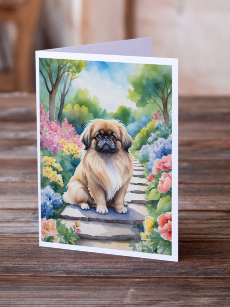 Pekingese Spring Path Greeting Cards Pack of 8