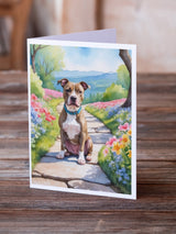 Pit Bull Terrier Spring Path Greeting Cards Pack of 8