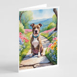 Pit Bull Terrier Spring Path Greeting Cards Pack of 8