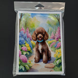 Chocolate Poodle Spring Path Greeting Cards Pack of 8