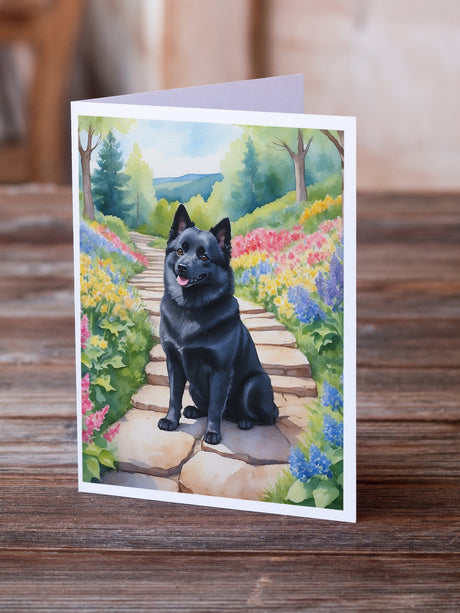 Schipperke Spring Path Greeting Cards Pack of 8