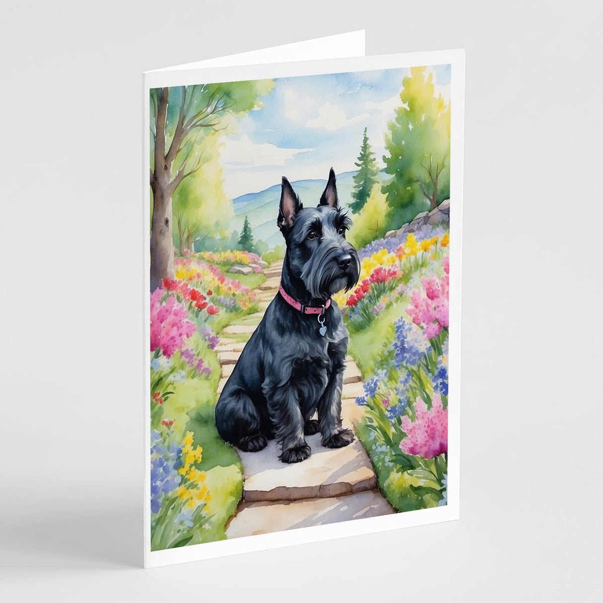 Scottish Terrier Spring Path Greeting Cards Pack of 8