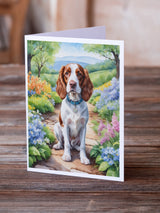 Welsh Springer Spaniel Spring Path Greeting Cards Pack of 8