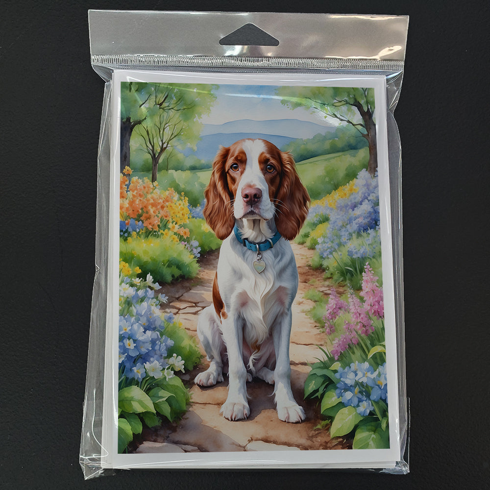 Welsh Springer Spaniel Spring Path Greeting Cards Pack of 8